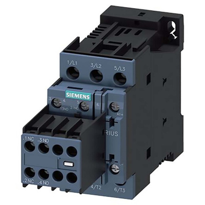 Siemens Reversing Contactor, 24 V dc Coil, 3-Pole, 17 A, 7.5 kW, 2NO + 2NC