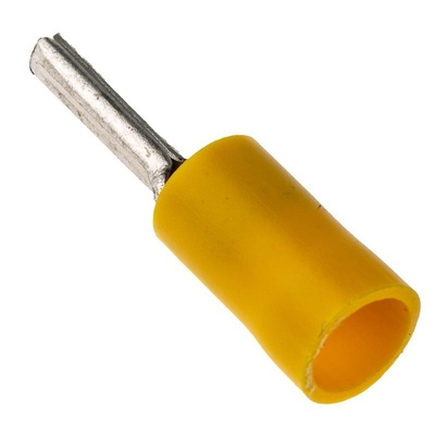 RS PRO Insulated, Tin Crimp Pin Connector, 2.5mm² to 6mm², 12AWG to 10AWG, 2.6mm Pin Diameter, 15mm Pin Length, Yellow