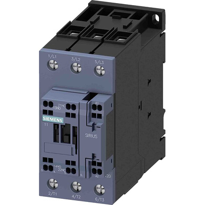 Siemens Contactor, 3-Pole, 22 kW, 1NO + 1NC