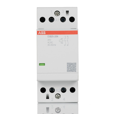 ABB ESB Series Contactor, 24 V Coil, 3-Pole, 25 A, 17.3 kW, 2NO