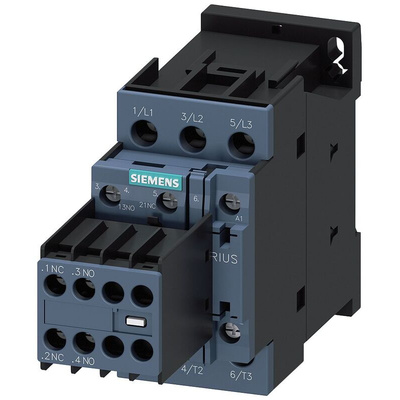 Siemens Contactor, 110 V ac Coil, 3-Pole, 9 A, 4 kW, 2NO + 2NC