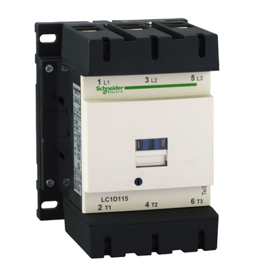 Schneider Electric LC1D Series Contactor, 48 V Coil, 3-Pole, 115 A, 1 NO + 1 NC