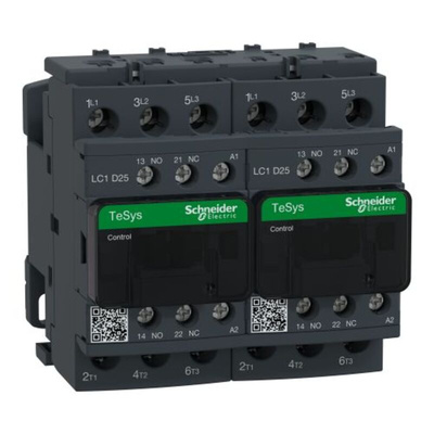 Schneider Electric LC2D Series Reversing Contactor, 3-Pole, 25 A, 1 NO + 1 NC