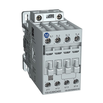 Rockwell Automation 100-E Contactors Series Contactor, 100 to 250 V ac Coil, 4-Pole, 45 A, 2NC/2NO