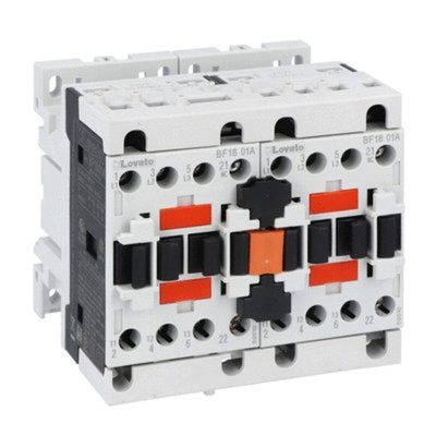Lovato BFA018 Series Reversing Contactor, 400 V ac Coil, 3-Pole, 18 A, 7.5 kW, 1NC, 690 V