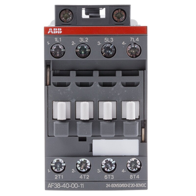 ABB AF Series Contactor, 24 V ac/dc Coil, 4-Pole, 55 A, 18.5 kW, 4NO, 690 V ac