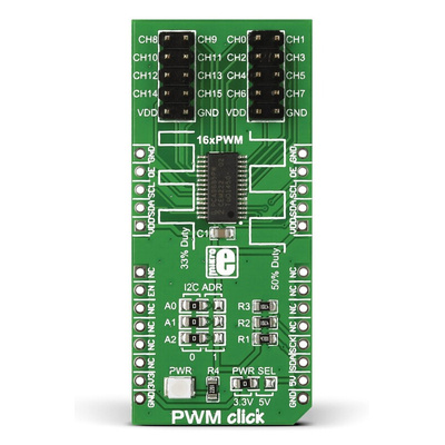 MikroElektronika PWM Click PWM Controller for PCA9685PW for LED Drivers, Robots, Servo Motors