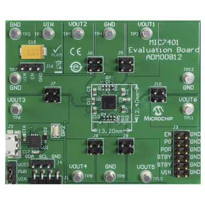 Microchip MIC7401 5 Buck 1 Boost Progr Reg Eval Bd DC-DC Converter for MIC7401