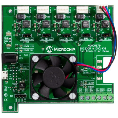Microchip EMC2305 & EMC1438 Fan Ctrl and Temp Demo Fan Controller for EMC1438, EMC2305 for EMC1438 Temperature Sensor,
