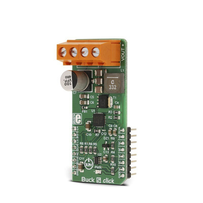 Development Kit Buck 5 Click for use with Distributed Power Supply Regulation, General Points Of Load, Regulated Power