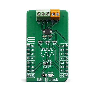MikroElektronika MIKROE-3707, DAC 4 click board Development Kit for MCP4728