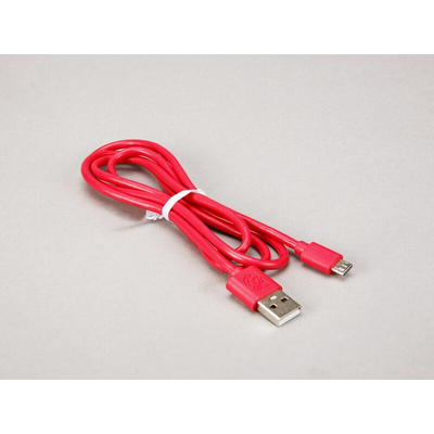 Raspberry Pi 1m USB A Male to Micro USB Male cable in Red