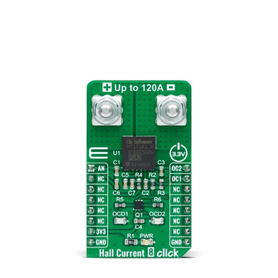 MikroElektronika Hall Current 8 Click Magnetic Current Sensor Add On Board for TLI4971-A120T5 mikroBUS socket