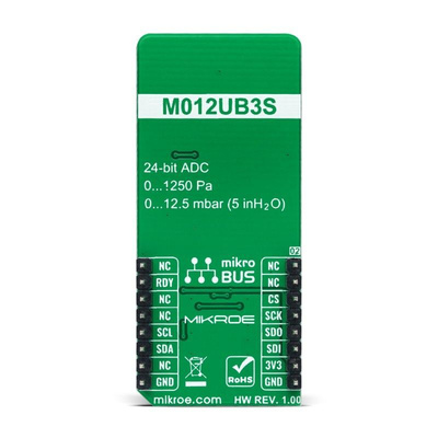 MikroElektronika Air Flow Click Differential Pressure Sensor Add On Board for LHDULTRAM012UB3 mikroBUS socket