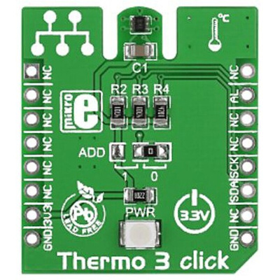 MikroElektronika Thermo 3 Click Temperature Sensor Add On Board MikroBUS