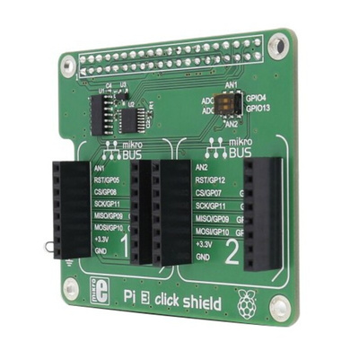 MikroElektronika Pi 3 Click Shield with 2 mikroBUS Sockets for Raspberry Pi