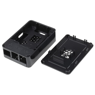 DesignSpark ABS Case for use with Raspberry Pi 2B, Raspberry Pi 3B, Raspberry Pi 3B+ in Black