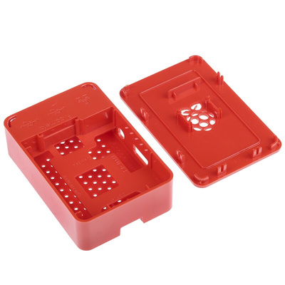 DesignSpark ABS Case for use with Raspberry Pi 2B, Raspberry Pi 3B, Raspberry Pi 3B+ in Red