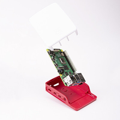 Raspberry Pi Plastic Case for use with Raspberry Pi 4B in Red, White