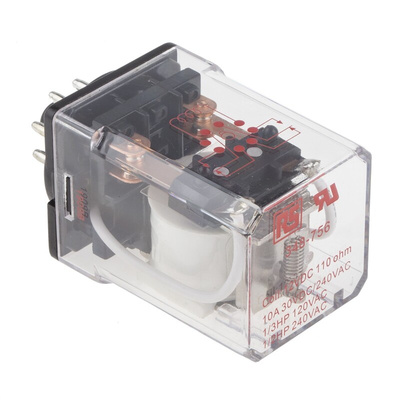 RS PRO Plug In Power Relay, 12V dc Coil, 10A Switching Current, DPDT