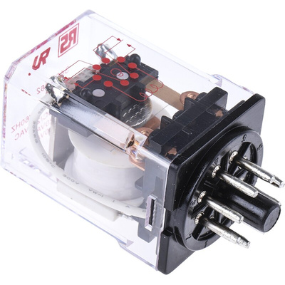 RS PRO Plug In Power Relay, 230V ac Coil, 10A Switching Current, DPDT
