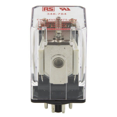 RS PRO Plug In Power Relay, 24V dc Coil, 10A Switching Current, DPDT