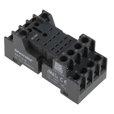 RS PRO 14 Pin 300V DIN Rail Relay Socket, for use with RS PRO RKE & RKF 14 Pin Relays