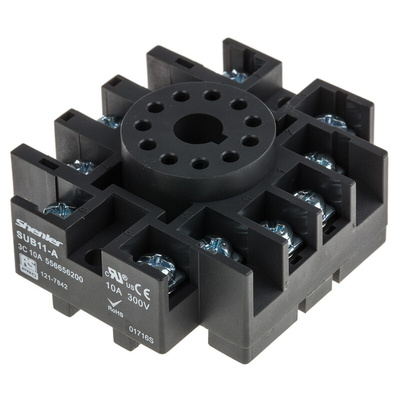 RS PRO 11 Pin 300V DIN Rail Relay Socket, for use with RS PRO RUB Relays