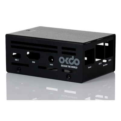 Okdo Metal ROCK SBC Case for use with ROCK 4 Model SE Single Board Computer, Black
