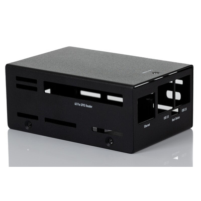 Okdo Metal ROCK SBC Case for use with ROCK 4 Model SE Single Board Computer, Black