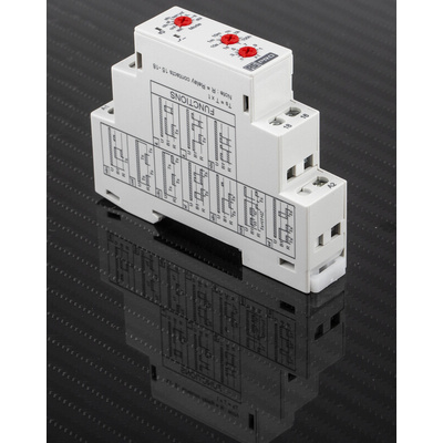 RS PRO DIN Rail Mount Timer Relay, 12 → 240V ac/dc, 1-Contact, 0.1 s → 100h, SPDT