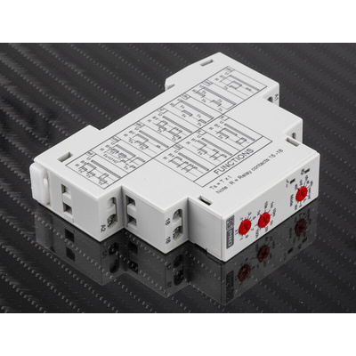 RS PRO DIN Rail Mount Timer Relay, 12 → 240V ac/dc, 1-Contact, 0.1 s → 100h, SPDT