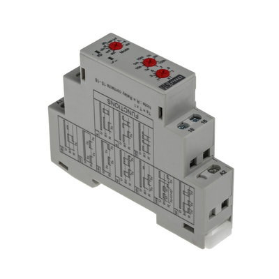 RS PRO DIN Rail Mount Timer Relay, 12 → 240V ac/dc, 1-Contact, 0.1 s → 100h, SPDT