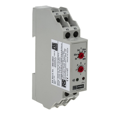 RS PRO DIN Rail Mount Timer Relay, 24V ac, 1-Contact, 0.3 s → 30h, 1-Function, SPDT
