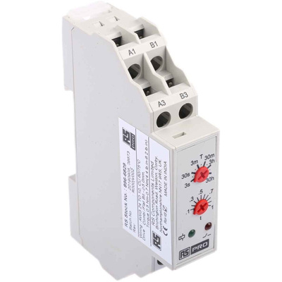 RS PRO DIN Rail Mount Timer Relay, 24V ac, 1-Contact, 0.3 s → 30h, 1-Function, SPDT
