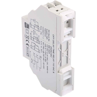 RS PRO DIN Rail Mount Timer Relay, 24V ac, 1-Contact, 0.3 s → 30h, 1-Function, SPDT
