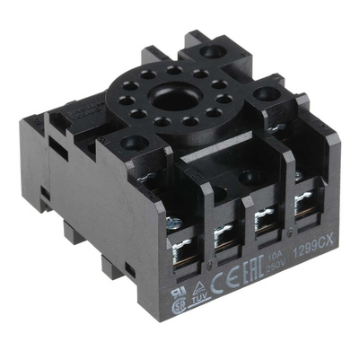 Omron 11 Pin 250V ac DIN Rail Relay Socket, for use with MK3P-5-I, MK3P-5-S, MK3PD-5-I, MK3PD-5-S, MK3PN-5-I,