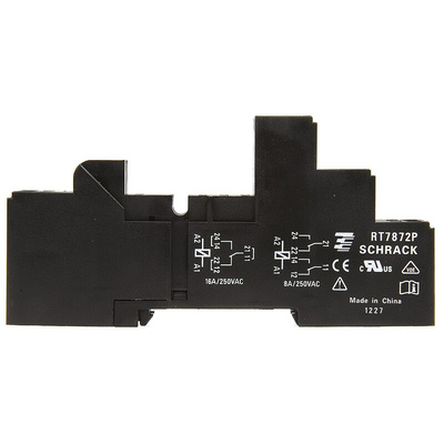 TE Connectivity 8 Pin 240V ac DIN Rail Relay Socket, for use with RT Series