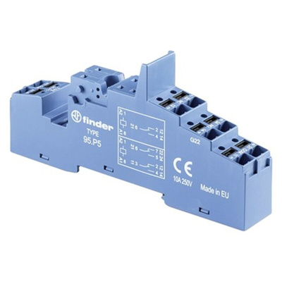 Finder 95 250V ac DIN Rail Relay Socket for use with Various Series