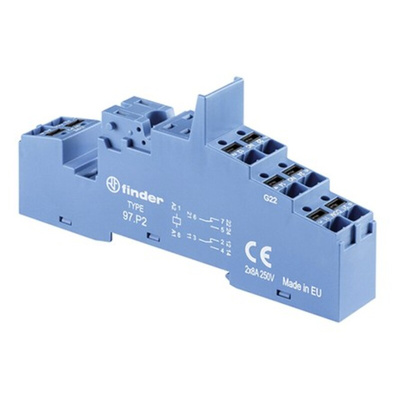 Finder 97 8 Pin 250V ac DIN Rail Relay Socket, for use with 46.52 Relay