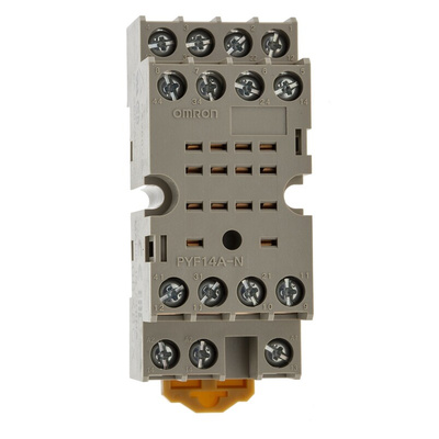 Omron PYF 14 Pin 250V ac DIN Rail Relay Socket, for use with MY4IN, MY4IN1, MY4IN1-D2, MY4IN-CR, MY4IN-D2, MY4N, MY4N1,