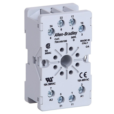 Rockwell Automation 700-HN 8 Pin 300V DIN Rail, Panel Mount Relay Socket, for use with 700-HTA1A, 700-HTA3A Relay