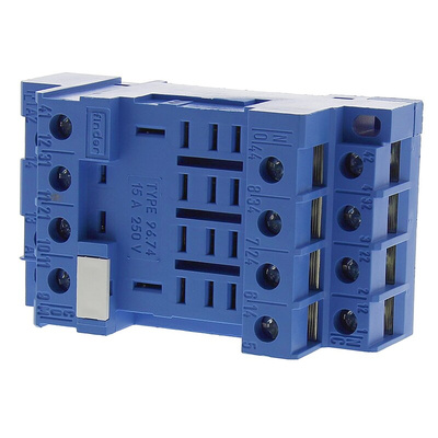 Finder 96 250V ac DIN Rail Relay Socket, for use with 56.34 Series Relay