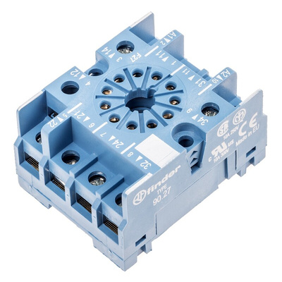 Finder 90 250V ac DIN Rail Relay Socket, for use with 60.13