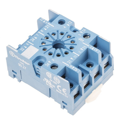 Finder 90 250V ac DIN Rail Relay Socket, for use with 60.13