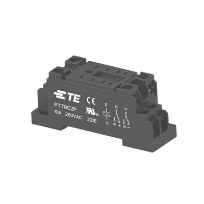 TE Connectivity 2071566 8 Pin 250V DIN Rail Relay Socket, for use with Relay