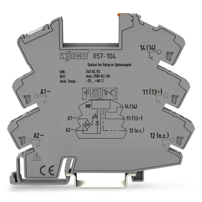 Wago 857 300V DIN Rail Relay Socket, for use with Basic Relays