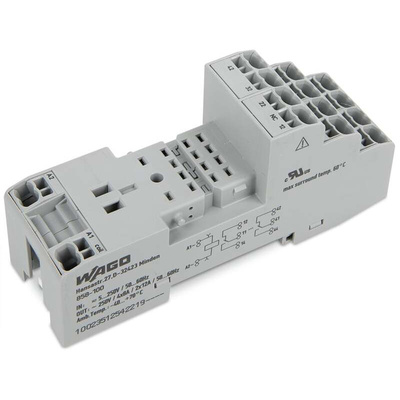 Wago 858 4 Pin 300V DIN Rail Relay Socket, for use with Basic Relays