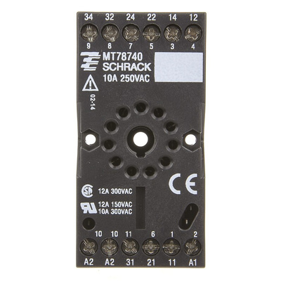 TE Connectivity 11 Pin 240V ac DIN Rail Relay Socket, for use with MT Series