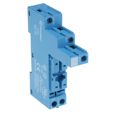 Finder 95 250V ac DIN Rail Relay Socket, for use with 40.31 Series Relay